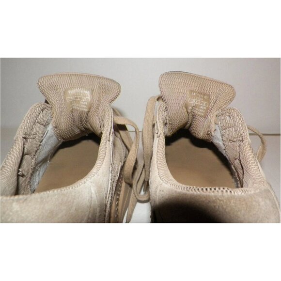 EU 38 Women's 7.5 Zara Platform Sneakers Shoes Beige Suede 2.5 Inch Heel Y2K - Picture 9 of 12